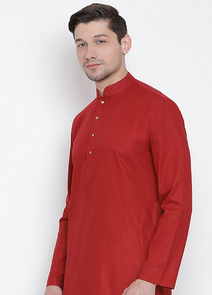 Maroon Cotton Solid Kurta VDVAS30062313 - Indian Silk House Agencies