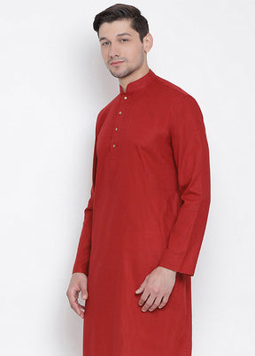 2 Pc Maroon Cotton Kurta With White Churidar VDVAS30062048 - Indian Silk House Agencies