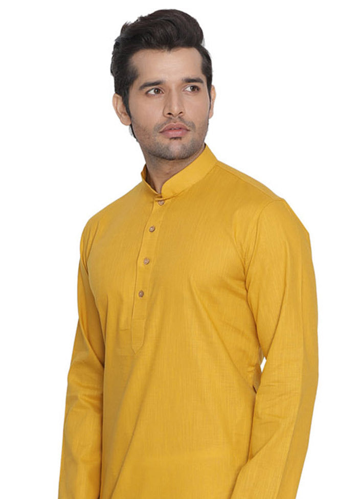 Mustard Cotton Solid Kurta VDVAS30062314 - Indian Silk House Agencies