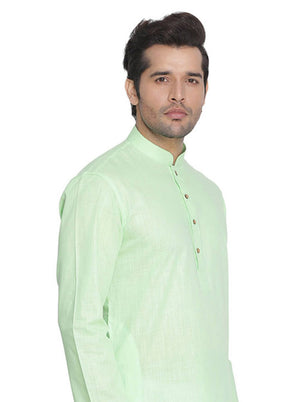 Mint Green Cotton Solid Kurta VDVAS30062315 - Indian Silk House Agencies