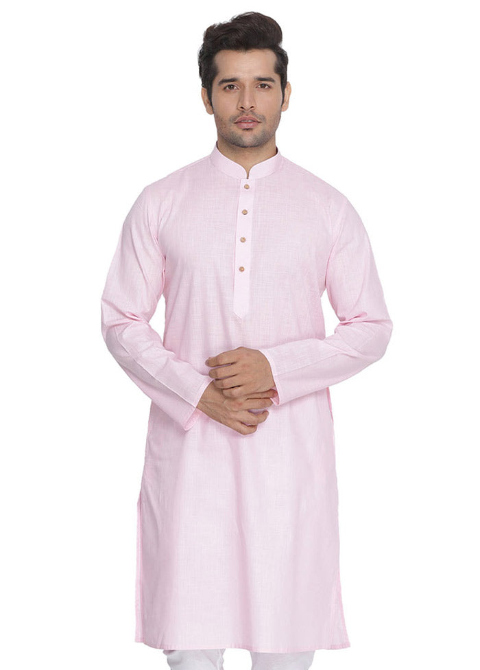 Light Pink Cotton Solid Kurta VDVAS30062318 - Indian Silk House Agencies