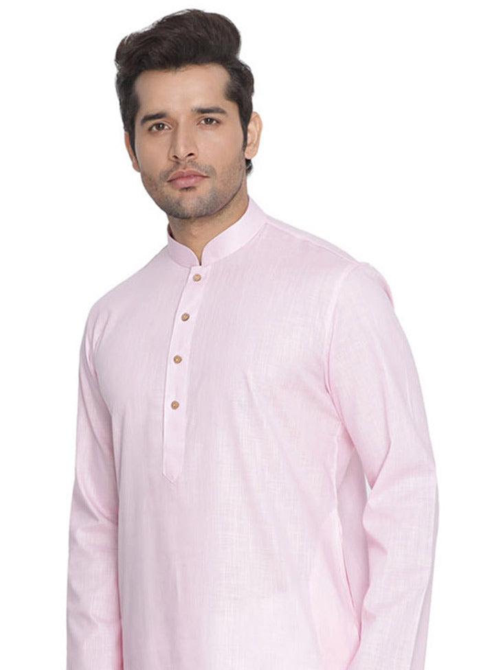 Light Pink Cotton Solid Kurta VDVAS30062318 - Indian Silk House Agencies