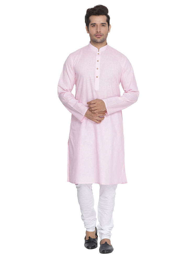 2 Pc Light Pink Cotton Kurta With White Churidar VDVAS30062065 - Indian Silk House Agencies