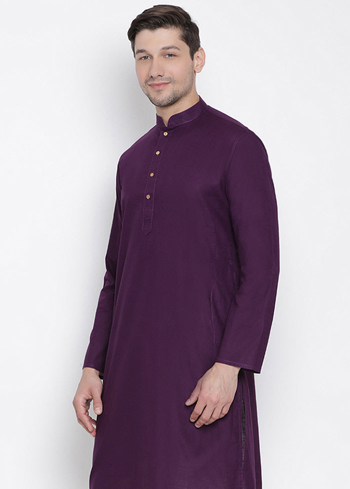 2 Pc Purple Cotton Kurta With Beige Churidar VDVAS30062054 - Indian Silk House Agencies