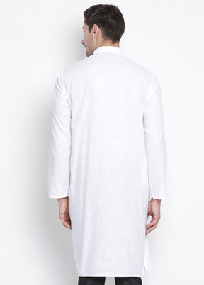 White Cotton Solid Kurta VDVAS30062307 - Indian Silk House Agencies