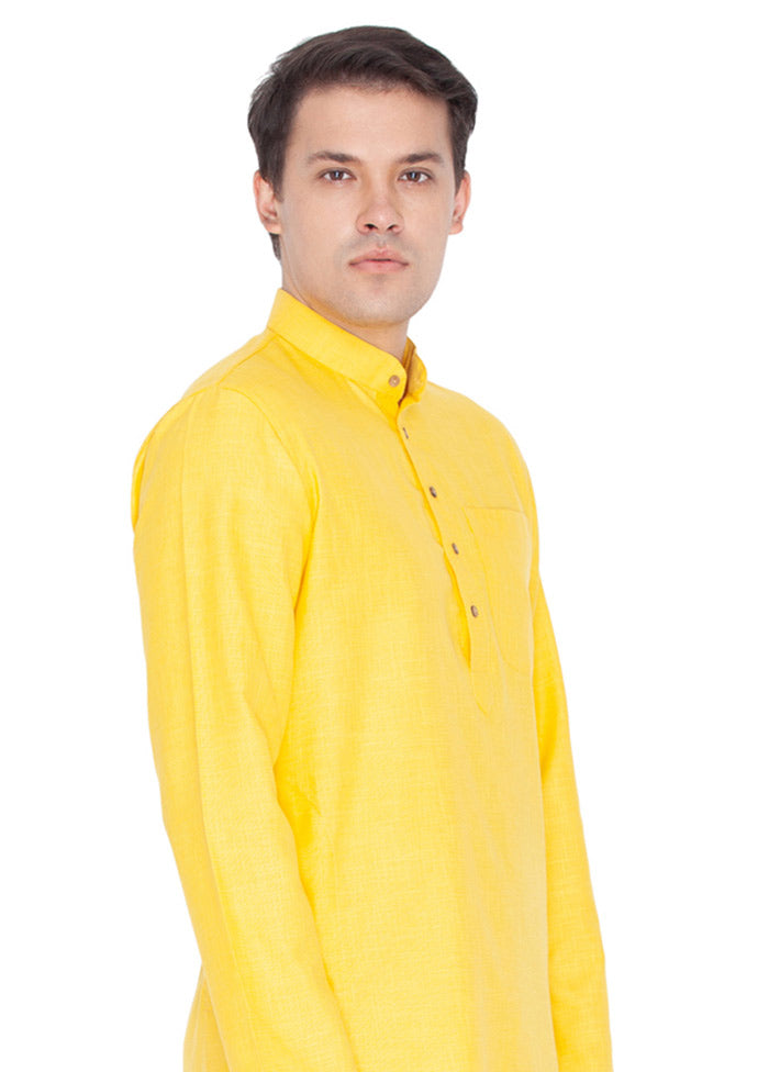 Yellow Cotton Printed Kurta VDVAS30062306 - Indian Silk House Agencies