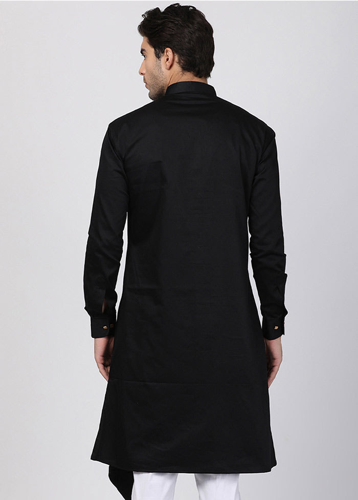 Black Cotton Solid Kurta VDVAS30062302 - Indian Silk House Agencies