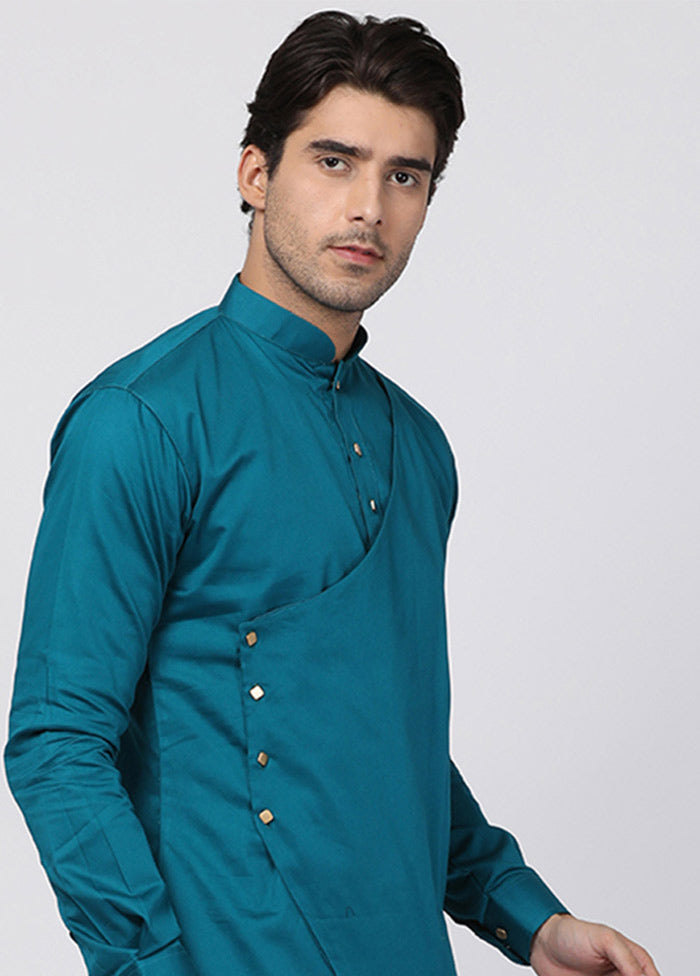 Blue Cotton Solid Kurta VDVAS30062305 - Indian Silk House Agencies