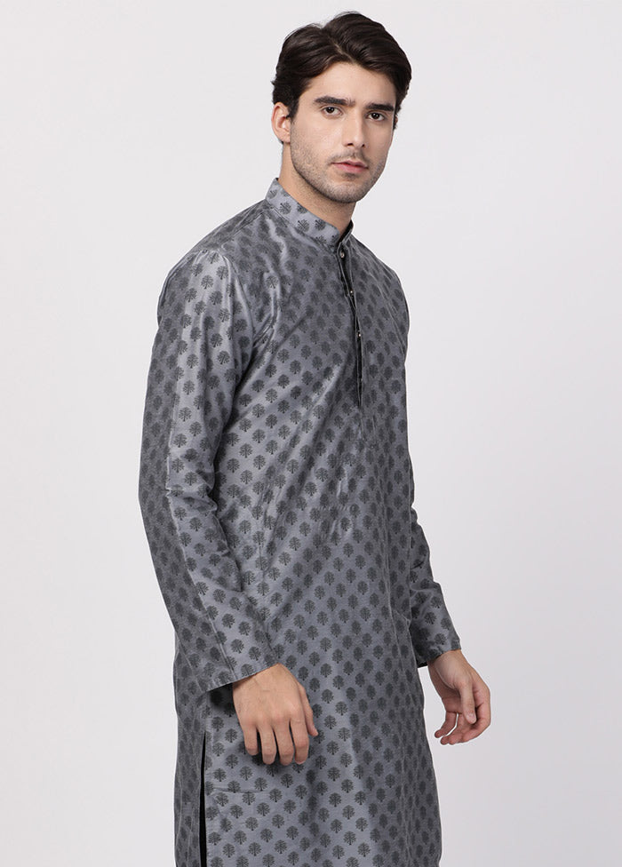 Grey Cotton Printed Kurta VDVAS30062299 - Indian Silk House Agencies