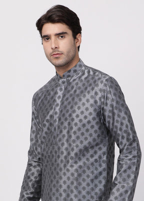 Grey Cotton Printed Kurta VDVAS30062299 - Indian Silk House Agencies