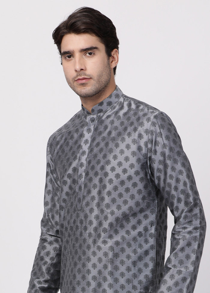 Grey Cotton Printed Kurta VDVAS30062299 - Indian Silk House Agencies