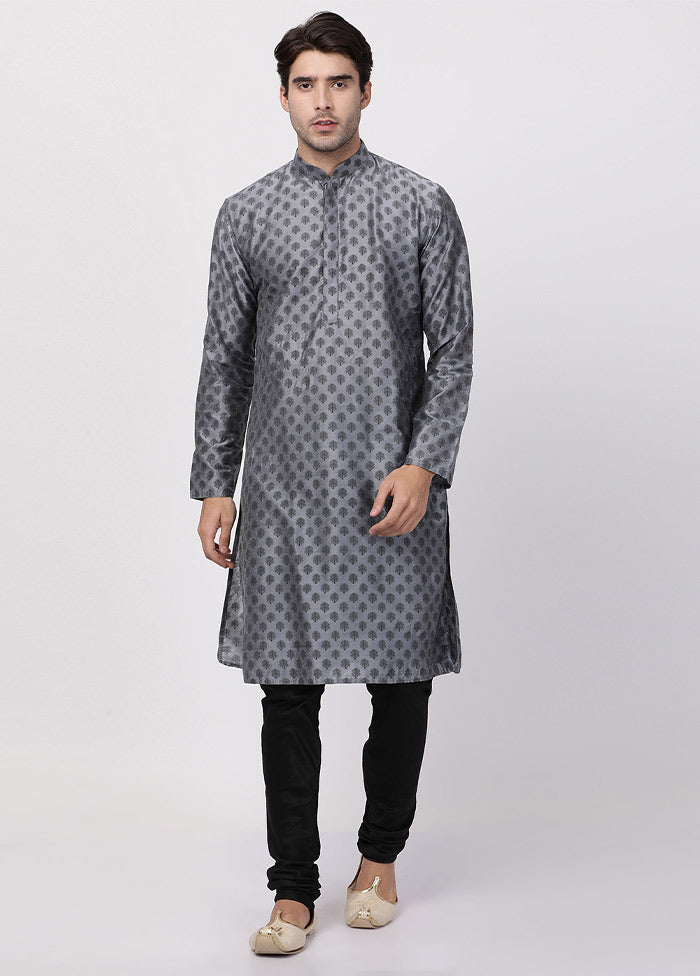 2 Pc Grey Cotton Kurta Pajama Set VDVAS30062030 - Indian Silk House Agencies