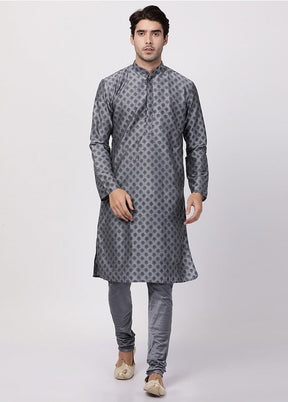 2 Pc Grey Cotton Kurta Pajama Set VDVAS30062031 - Indian Silk House Agencies