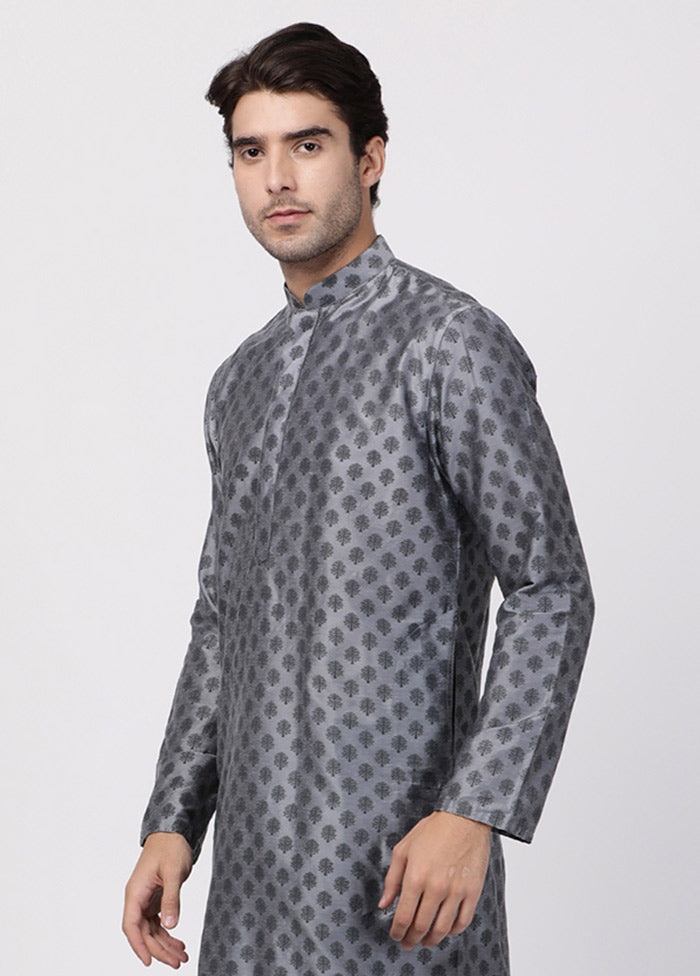 2 Pc Grey Cotton Kurta Pajama Set VDVAS30062031 - Indian Silk House Agencies