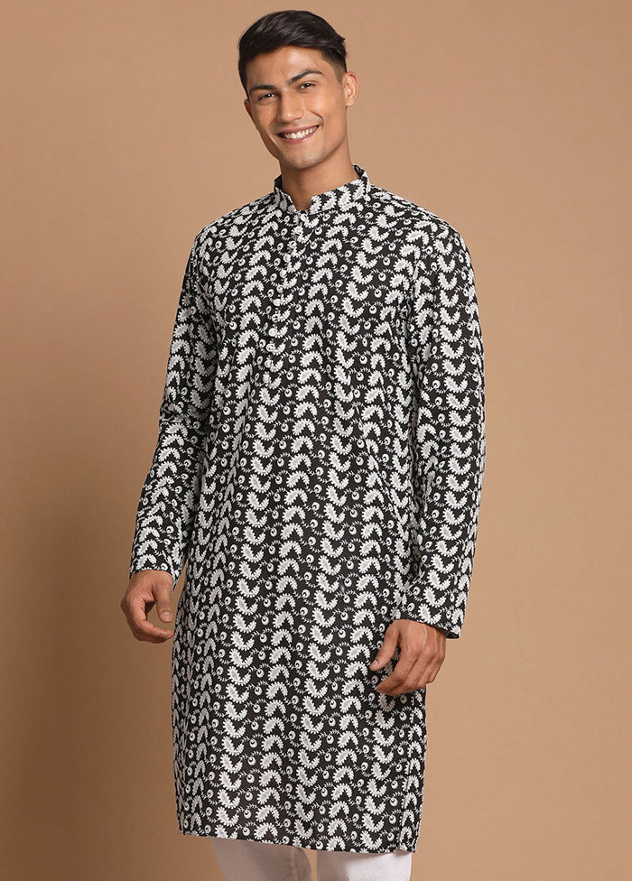 Black Cotton Printed Kurta VDVAS30062354 - Indian Silk House Agencies