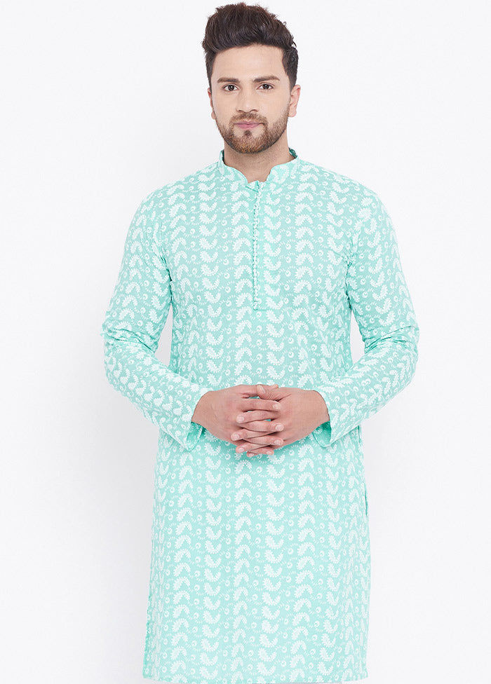 Green Cotton Printed Kurta VDVAS30062323 - Indian Silk House Agencies