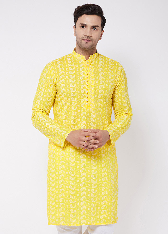 Mustard Cotton Printed Kurta VDVAS30062353 - Indian Silk House Agencies