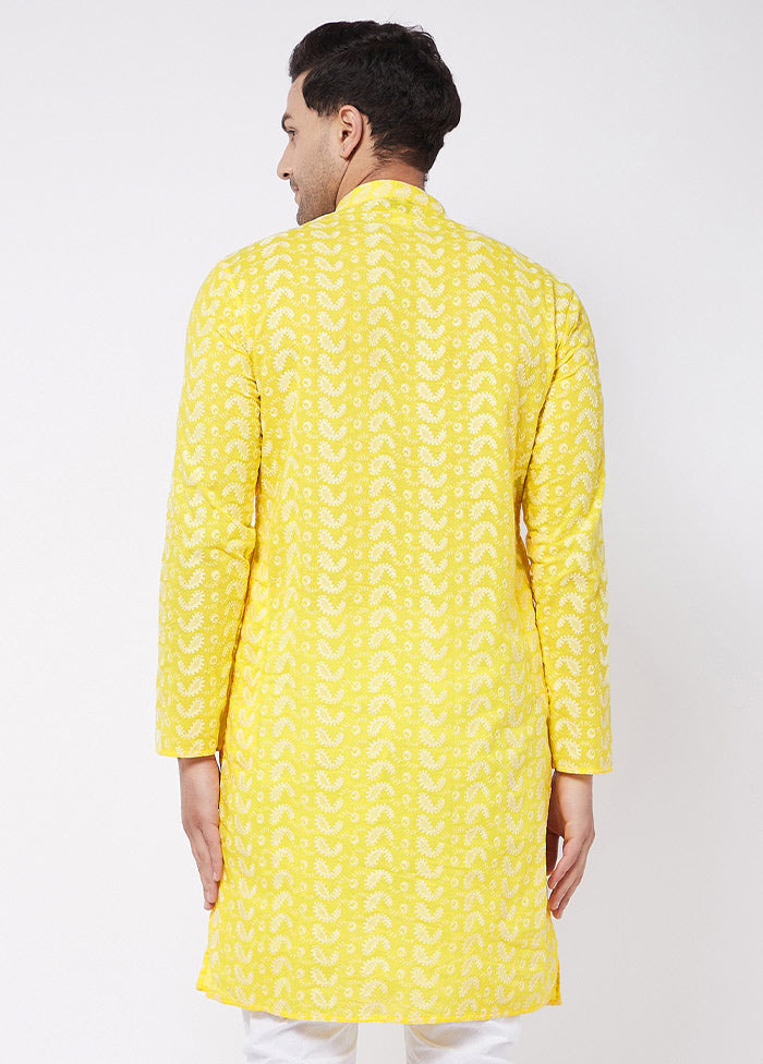 Mustard Cotton Printed Kurta VDVAS30062353 - Indian Silk House Agencies