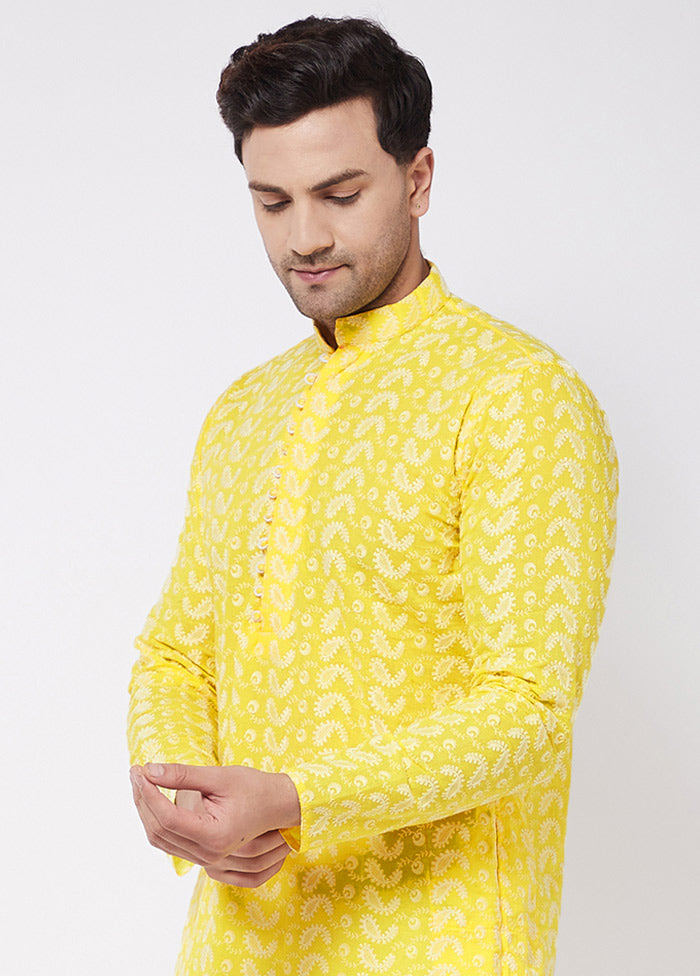 Mustard Cotton Printed Kurta VDVAS30062353 - Indian Silk House Agencies