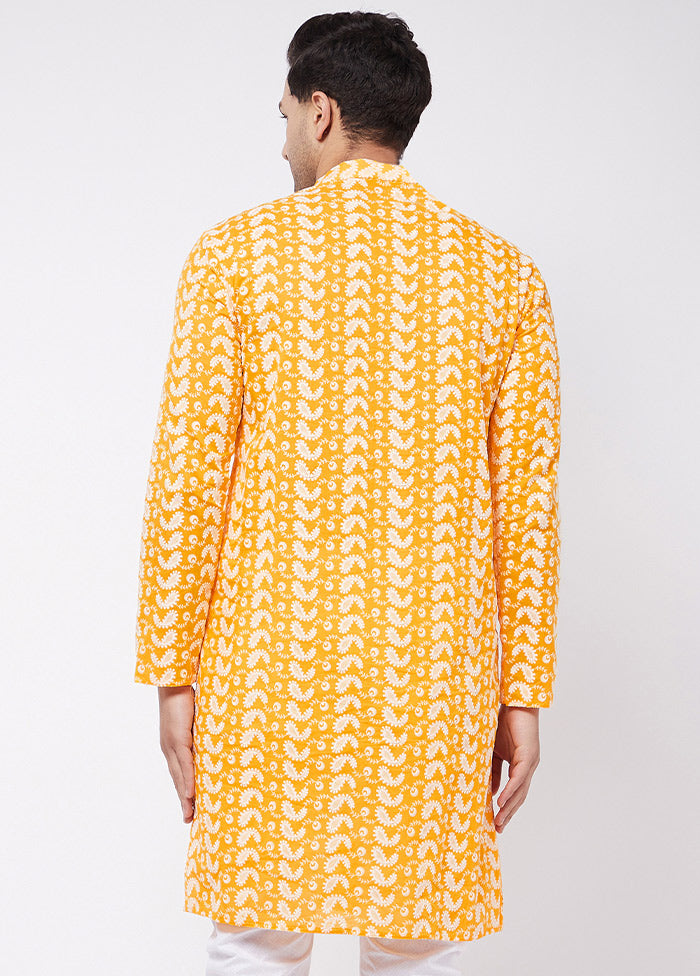 Orange Cotton Printed Kurta VDVAS30062355 - Indian Silk House Agencies