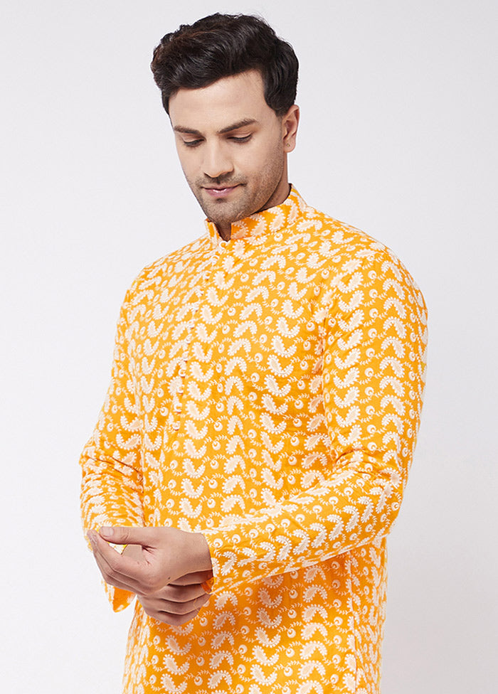 Orange Cotton Printed Kurta VDVAS30062355 - Indian Silk House Agencies