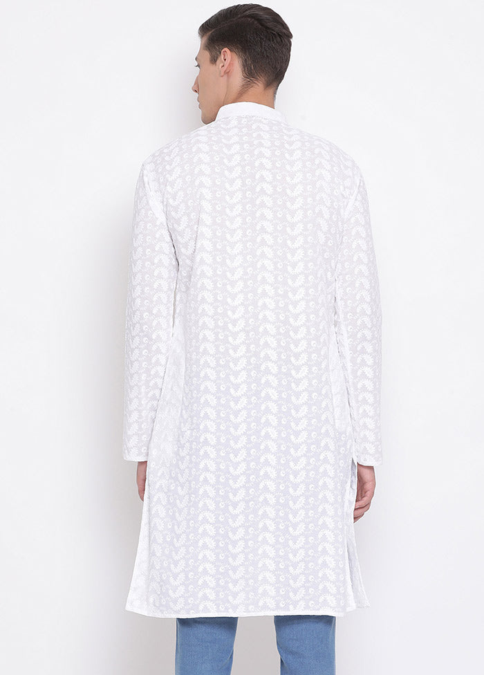 White Cotton Printed Kurta VDVAS30062320 - Indian Silk House Agencies