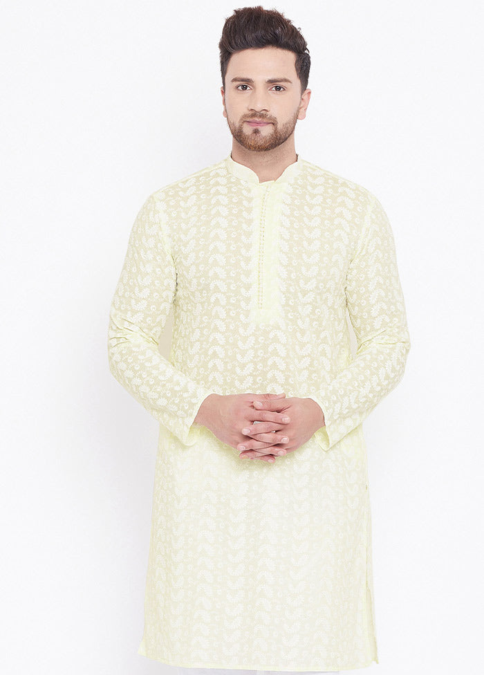 Yellow Cotton Printed Kurta VDVAS30062324 - Indian Silk House Agencies