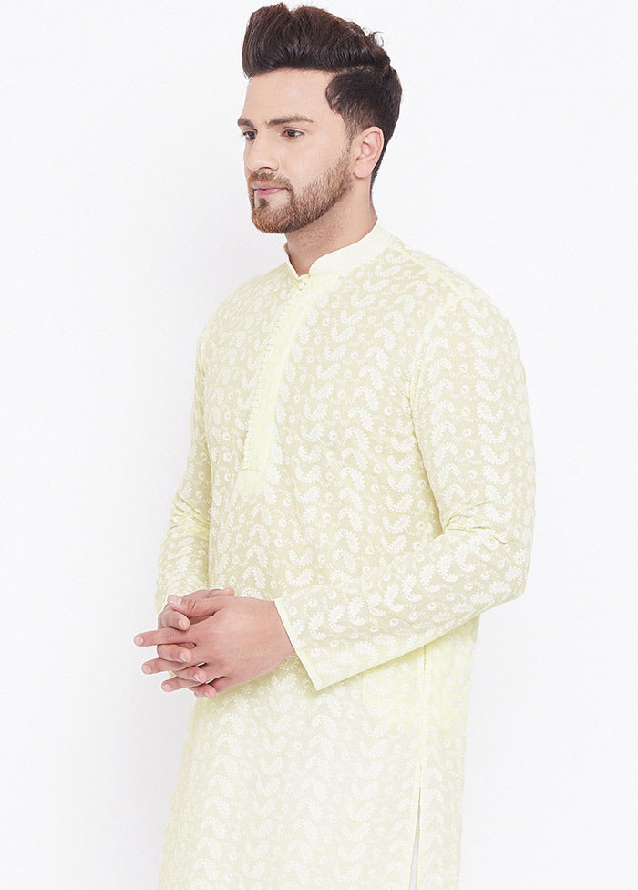 Yellow Cotton Printed Kurta VDVAS30062324 - Indian Silk House Agencies