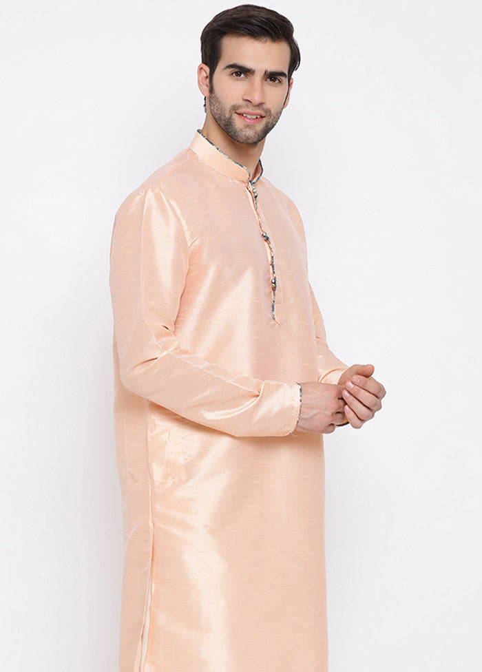 2 Pc Peach Cotton Kurta Pajama Set VDVAS30062070 - Indian Silk House Agencies