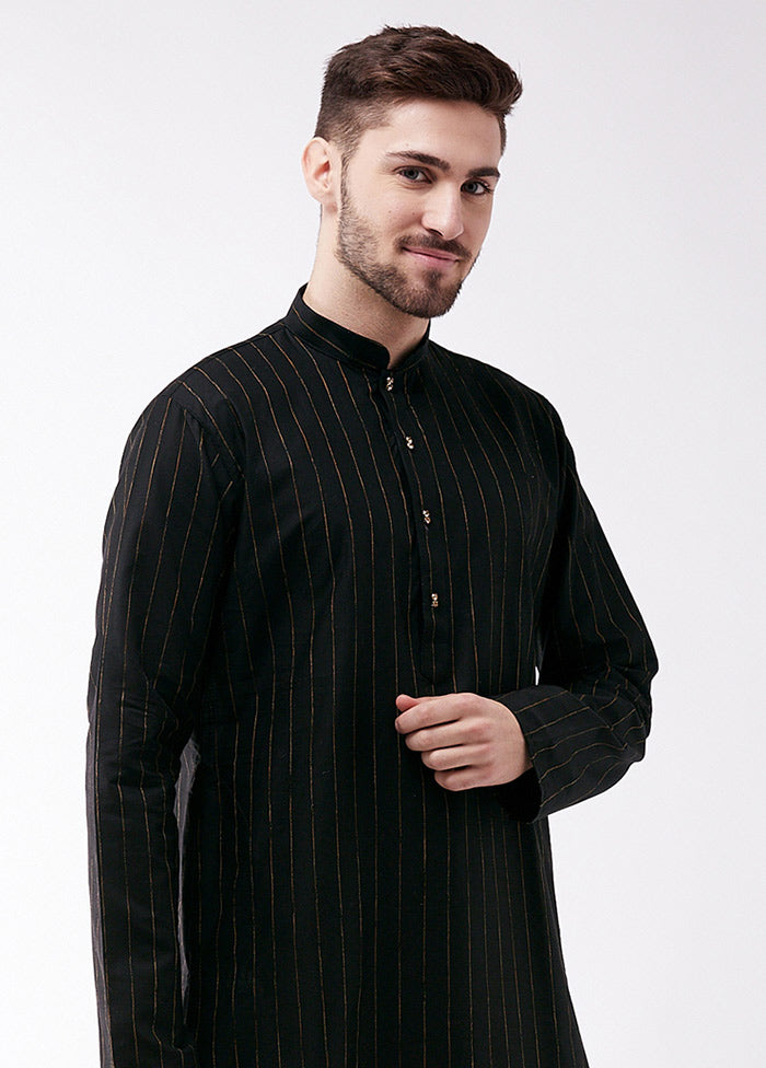 Black Cotton Printed Kurta VDVAS30062331 - Indian Silk House Agencies