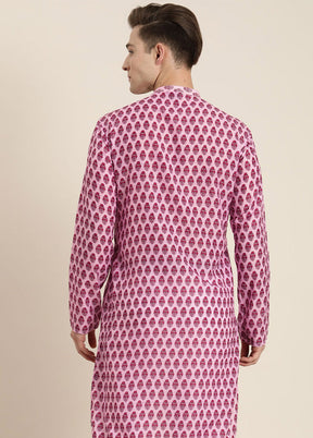 Pink Cotton Printed Kurta VDVAS30062340 - Indian Silk House Agencies