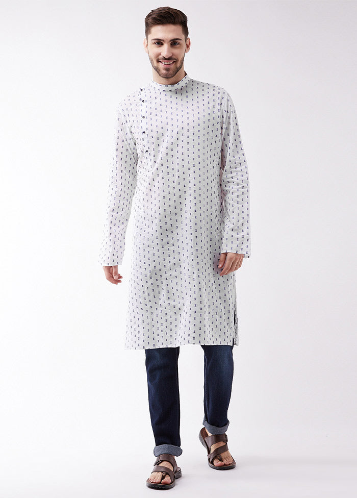 White Cotton Printed Kurta VDVAS30062329 - Indian Silk House Agencies