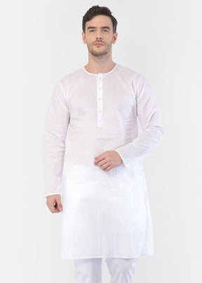 White Cotton Solid Kurta VDVAS30062326 - Indian Silk House Agencies