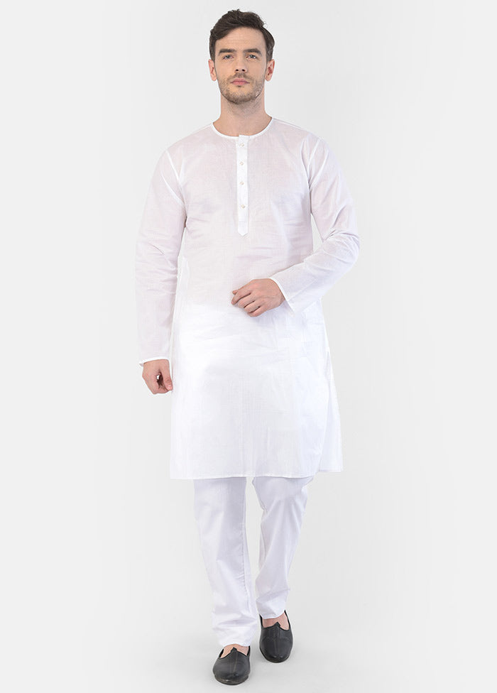 2 Pc White Cotton Kurta Pajama Set VDVAS30062078 - Indian Silk House Agencies