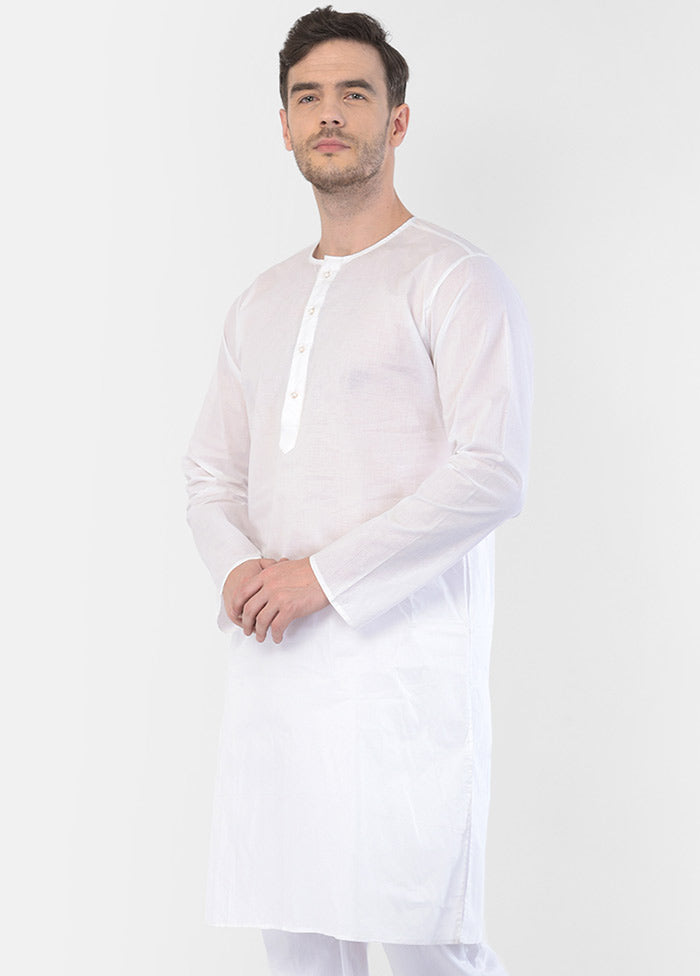 2 Pc White Cotton Kurta Pajama Set VDVAS30062078 - Indian Silk House Agencies