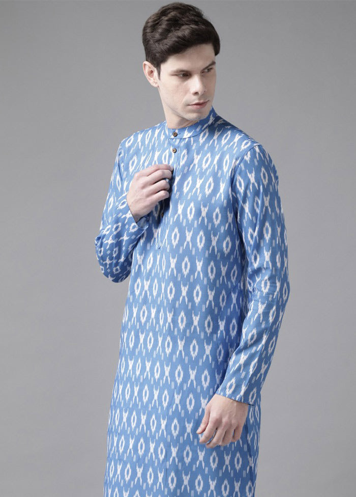 Blue Cotton Printed Kurta VDVAS30062334 - Indian Silk House Agencies