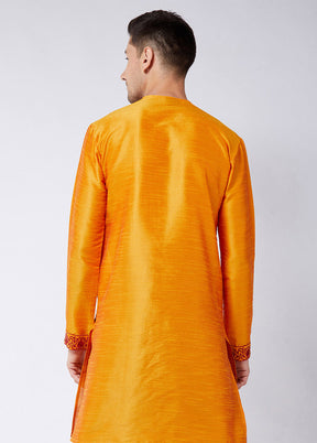 Orange Dupion Silk Printed Kurta VDVAS30062337 - Indian Silk House Agencies