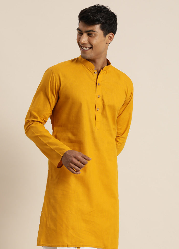 Mustard Cotton Printed Kurta VDVAS30062349 - Indian Silk House Agencies