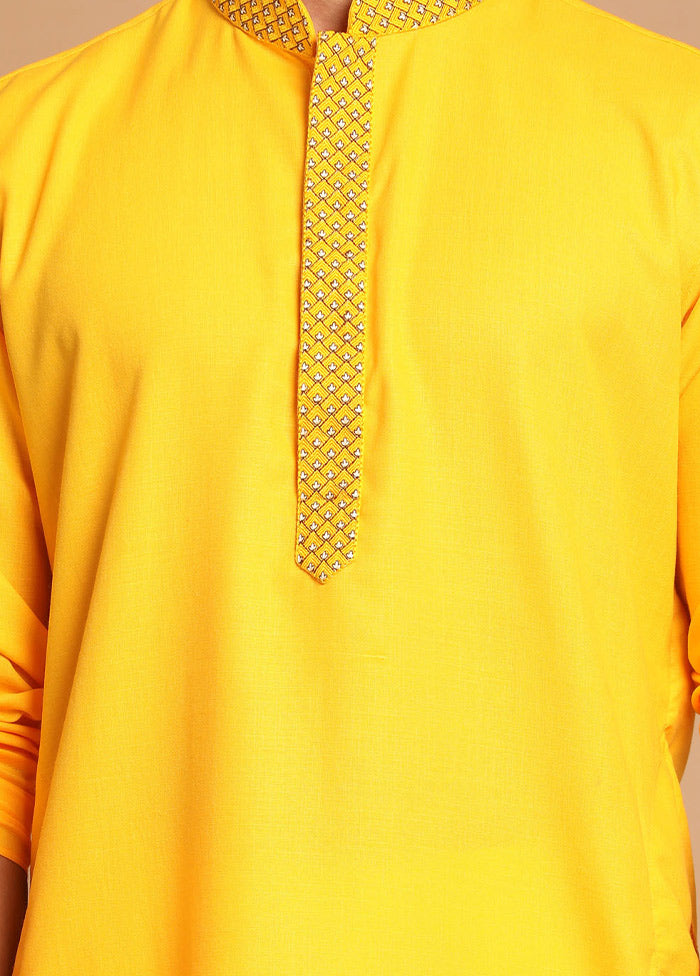 Yellow Cotton Printed Kurta VDVAS30062362 - Indian Silk House Agencies