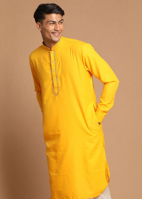 Yellow Cotton Printed Kurta VDVAS30062363 - Indian Silk House Agencies