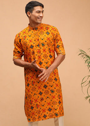 Orange Cotton Printed Kurta VDVAS30062364 - Indian Silk House Agencies