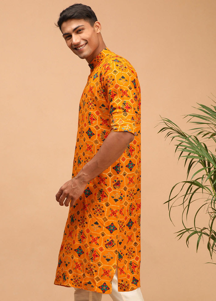 Orange Cotton Printed Kurta VDVAS30062364 - Indian Silk House Agencies