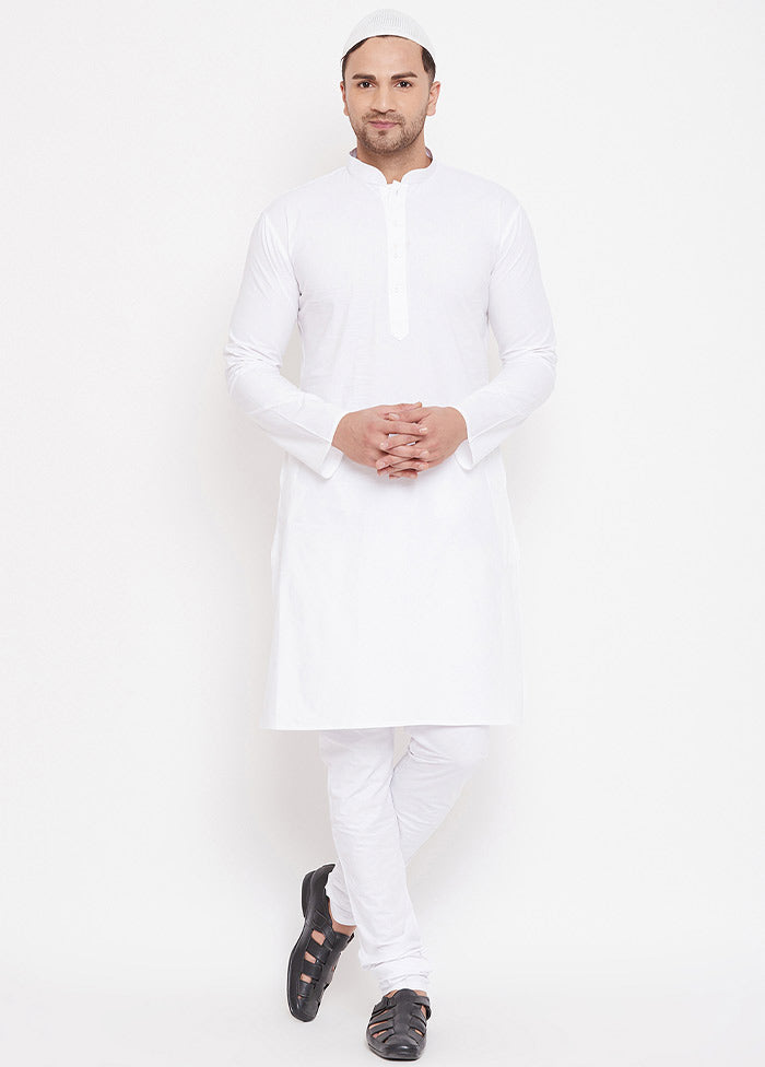 2 Pc White Cotton Kurta Pajama Set - Indian Silk House Agencies