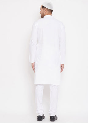 2 Pc White Cotton Kurta Pajama Set - Indian Silk House Agencies