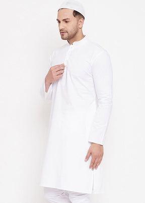 2 Pc White Cotton Kurta Pajama Set - Indian Silk House Agencies