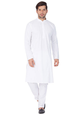 2 Pc White Cotton Kurta Pajama Set VDVAS30062024 - Indian Silk House Agencies