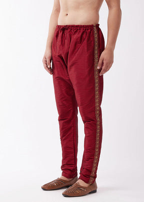 Maroon Dupion Silk Printed Pajama - Indian Silk House Agencies