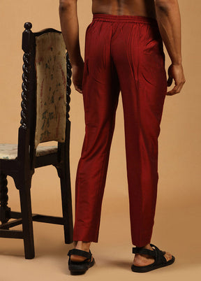 Maroon Viscose Solid Pajama - Indian Silk House Agencies