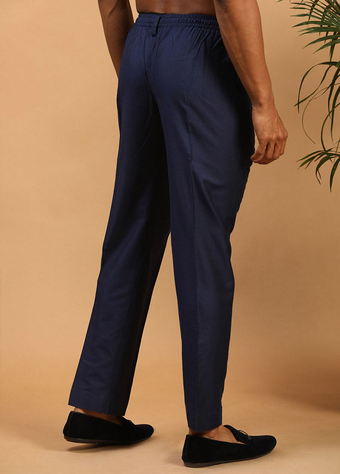 Navy Blue Viscose Solid Pajama - Indian Silk House Agencies