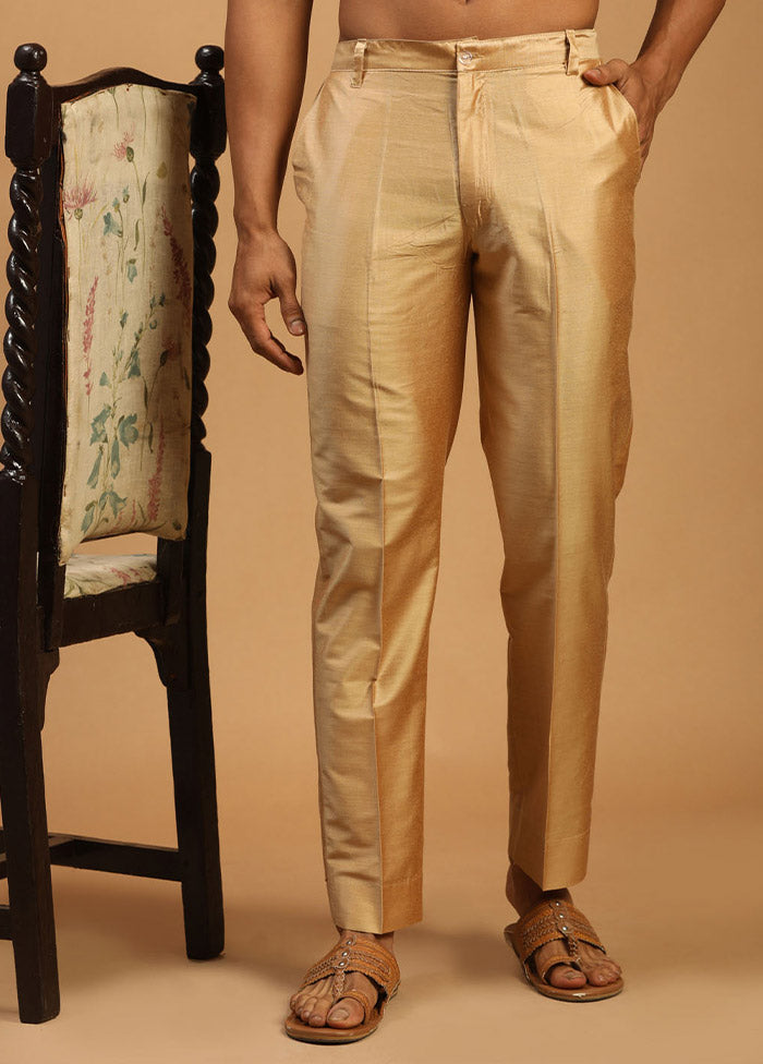 Rose Gold Viscose Solid Pajama - Indian Silk House Agencies